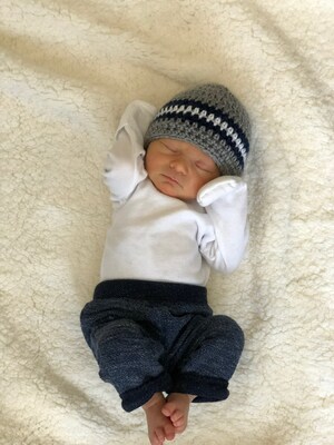 Newborn Baby Boy Hat, New Baby Beanie, Crochet Baby Hat, Baby Hats for Boy, Coming Home Hat, Newborn Photo Prop, Baby Boy Hat, Baby Boy Gift - image2